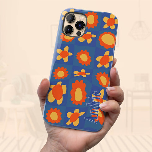 Personalized Retro Warp Floral Groovy iPhone Case